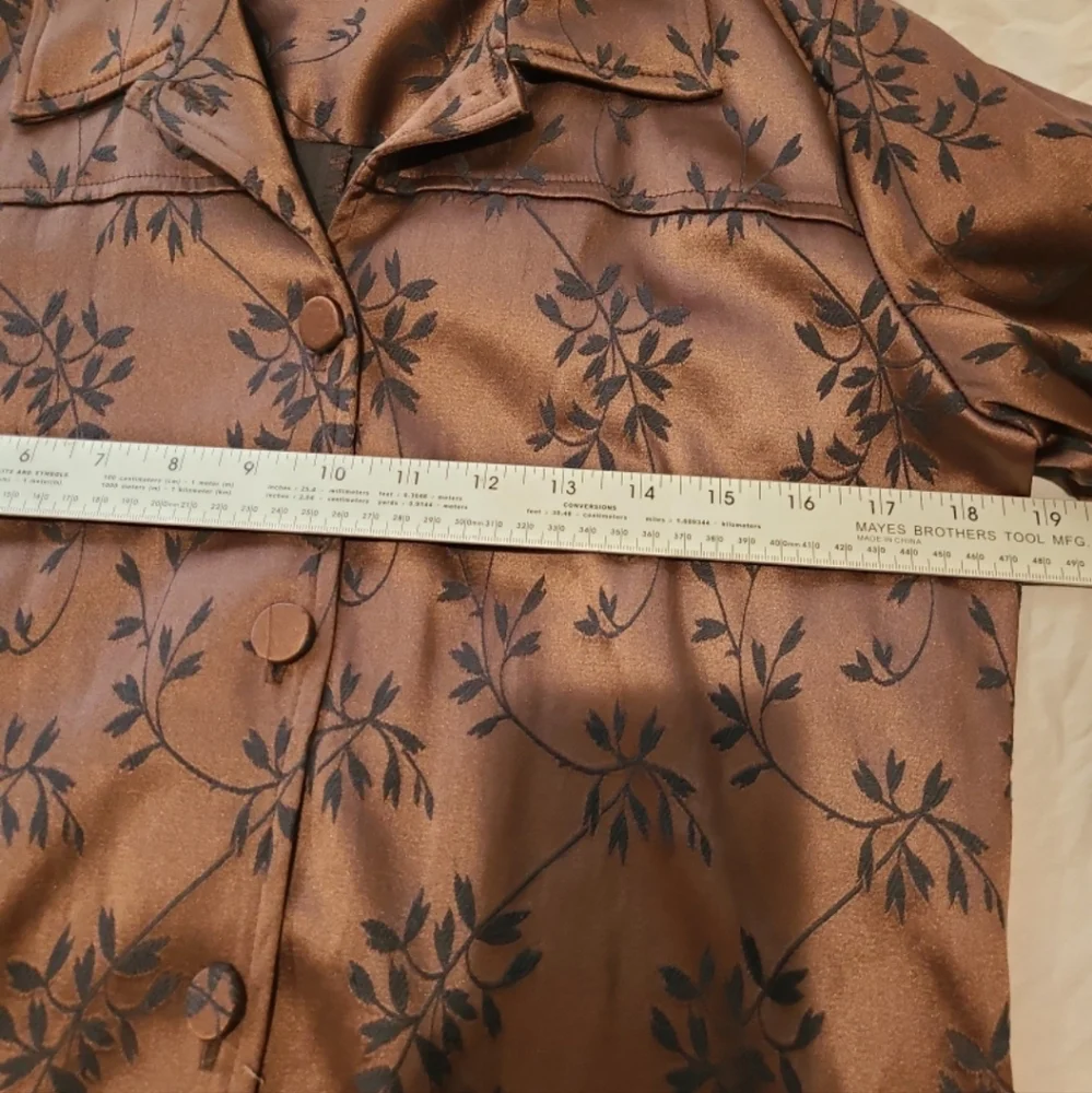 Vintage Brown Satiny Embroided Evening Jacket Blazer Women SZ Small - Picture 7 of 11